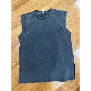 Mono B Workout Tank T-shirt Large Made In USA Faded Black NEW